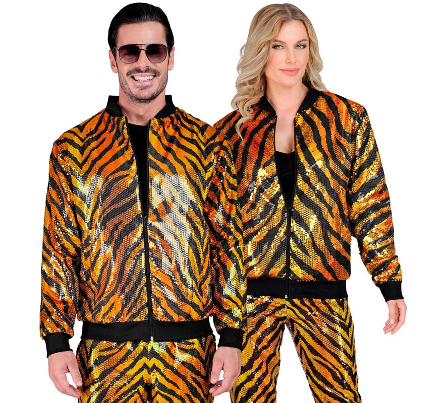 Translation missing: de.Bomber Moda a rayas dorado con lentejuelas para adulto