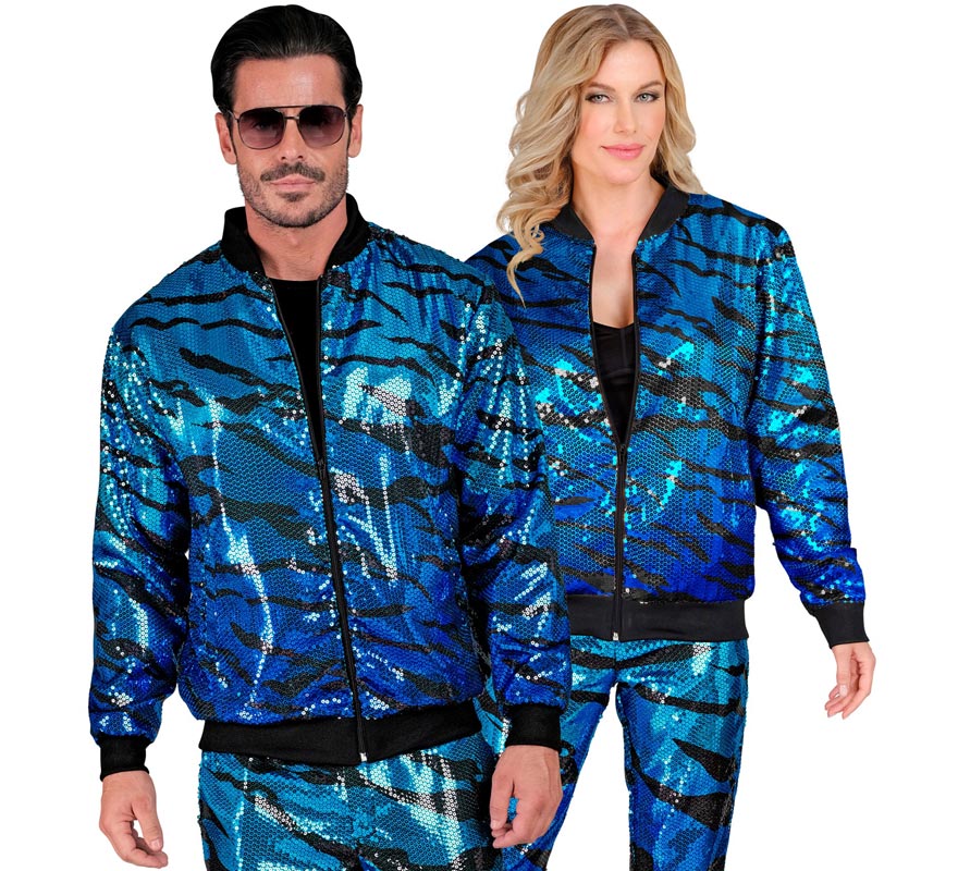 Bomber Moda animal print a rayas azul para adulto