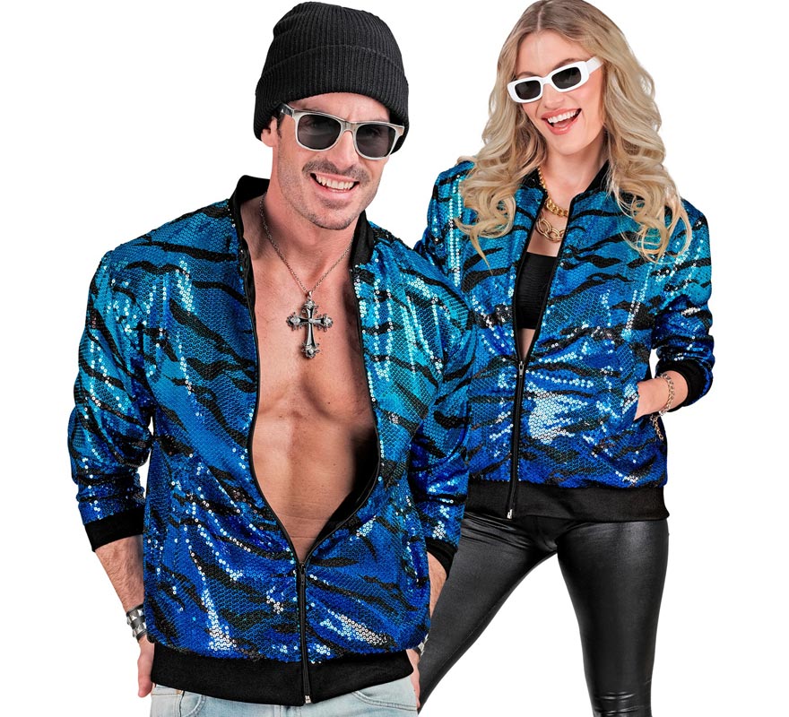Translation missing: de.Bomber Moda animal print a rayas azul para adulto