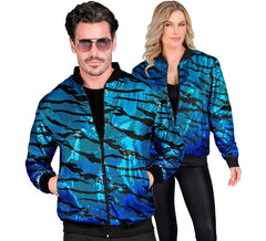 Blau gestreifter modischer Bomber mit Animal-Print für Erwachsene