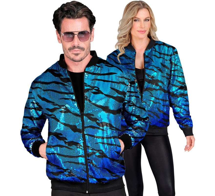 Translation missing: de.Bomber Moda animal print a rayas azul para adulto