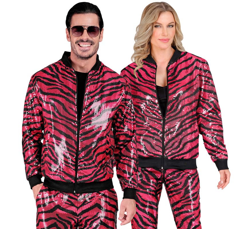 Translation missing: de.Bomber Moda animal print a rayas fucsia para adulto