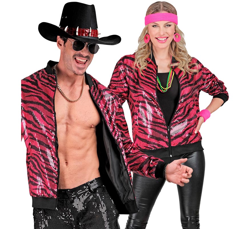 Translation missing: de.Bomber Moda animal print a rayas fucsia para adulto