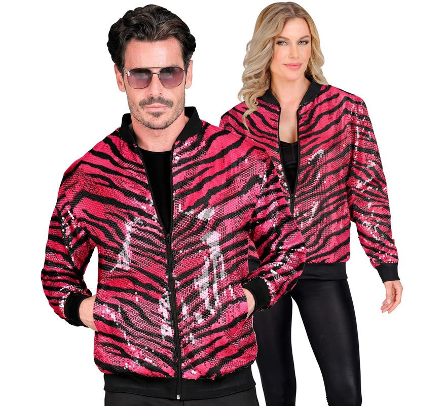 Translation missing: de.Bomber Moda animal print a rayas fucsia para adulto