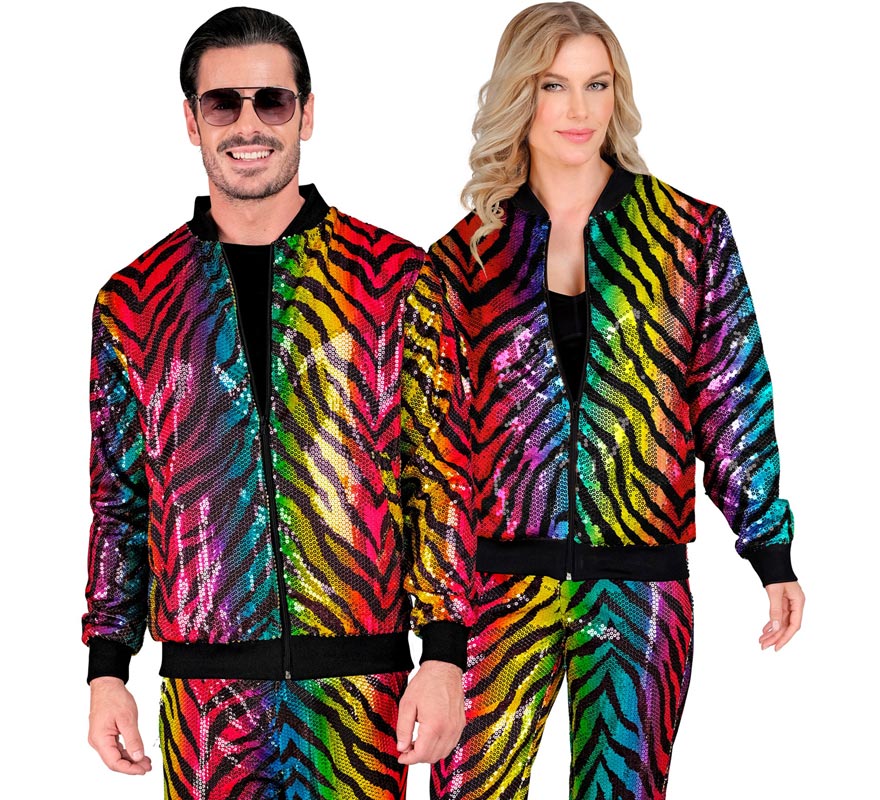 Bomber Moda animal print a rayas multicolor para adulto