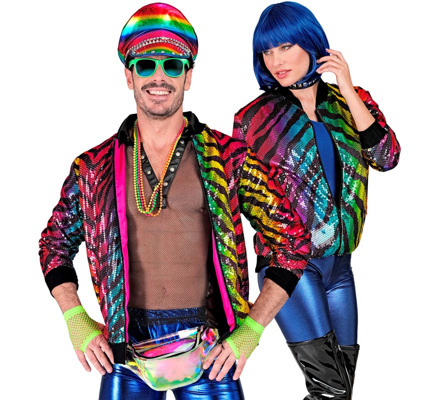 Translation missing: de.Bomber Moda animal print a rayas multicolor para adulto
