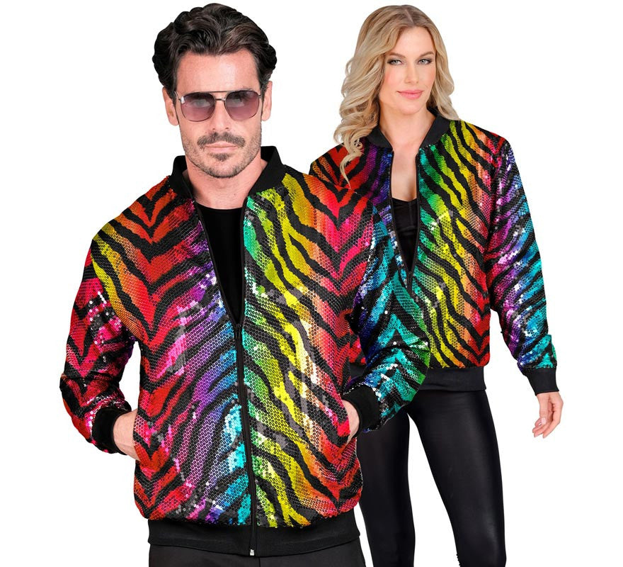 Translation missing: de.Bomber Moda animal print a rayas multicolor para adulto
