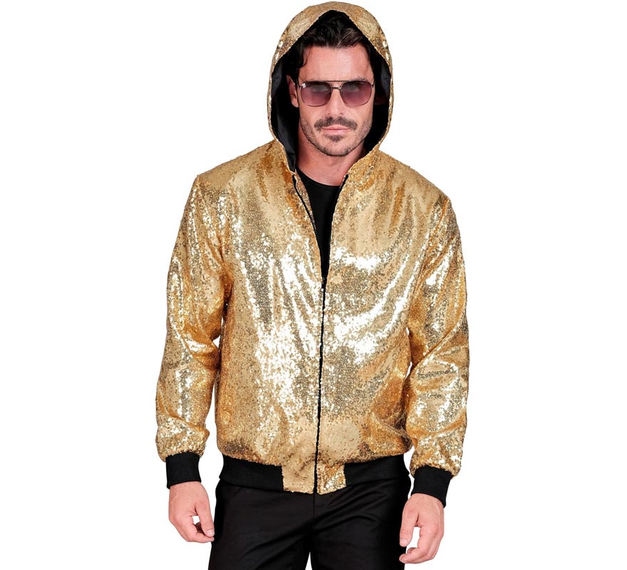 Translation missing: de.Bomber Moda dorado con capucha y lentejuelas para adulto