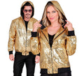 Bomber Moda dorado con capucha y lentejuelas para adulto