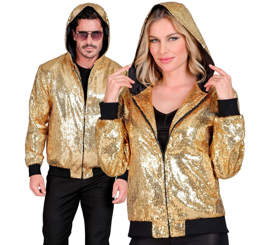 Translation missing: de.Bomber Moda dorado con capucha y lentejuelas para adulto