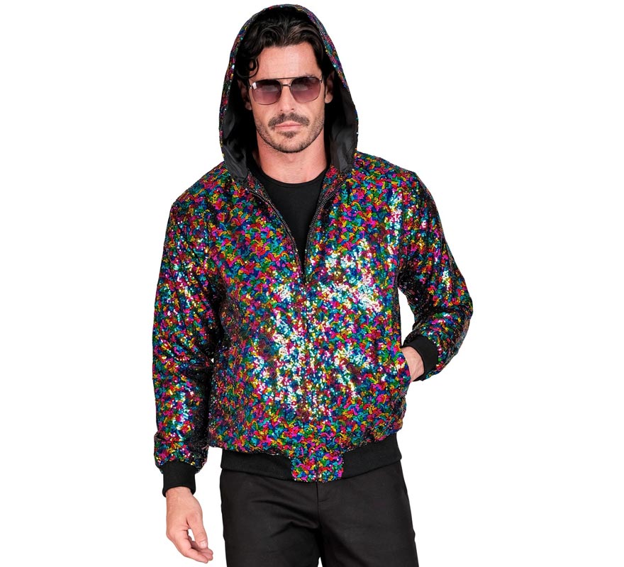 Translation missing: de.Bomber puntos multicolor con capucha para adulto