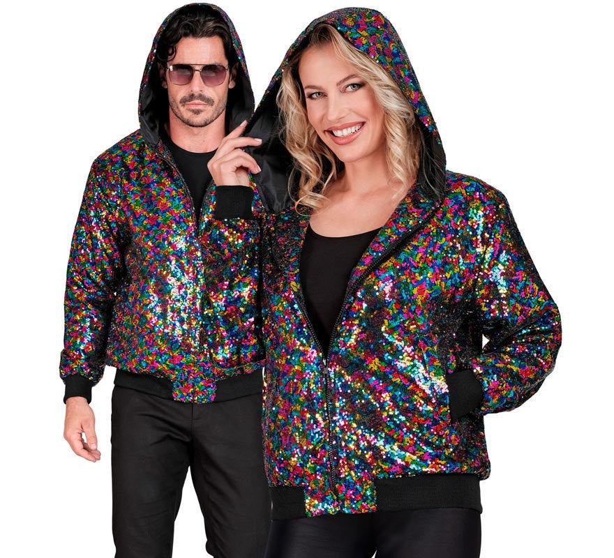 Translation missing: de.Bomber puntos multicolor con capucha para adulto