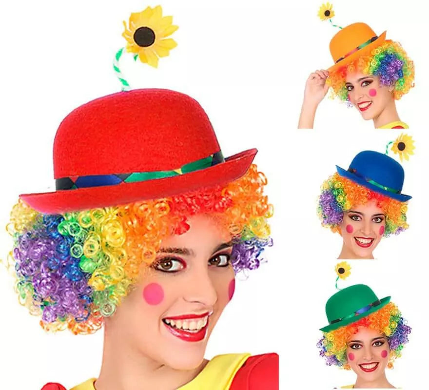 Bombín de Payaso con Flor en varios colores