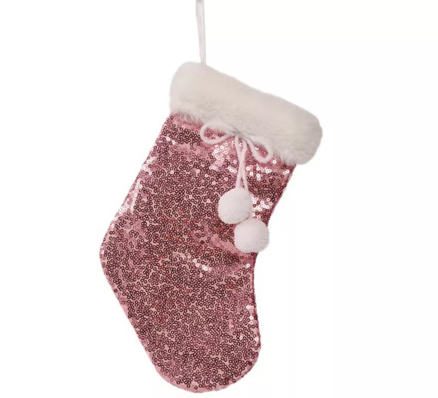 Translation missing: de.Bota de Noel con Lentejuelas Rosa de 28 cms