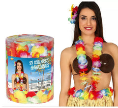Boot mit 25 bunten hawaiianischen Ketten
