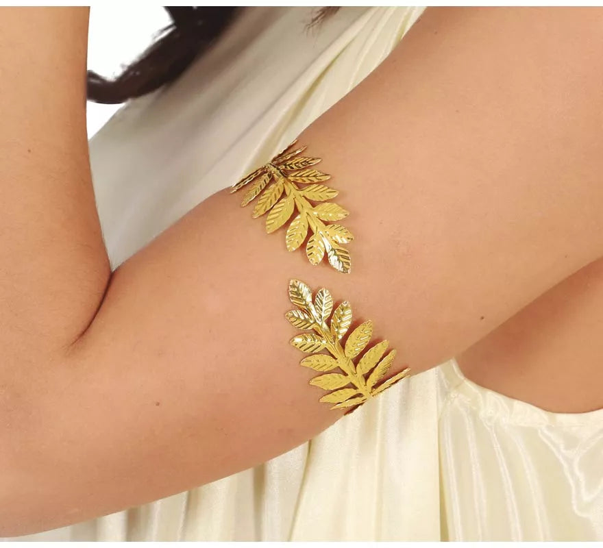 Brazalete Romana Metálica hojas doradas