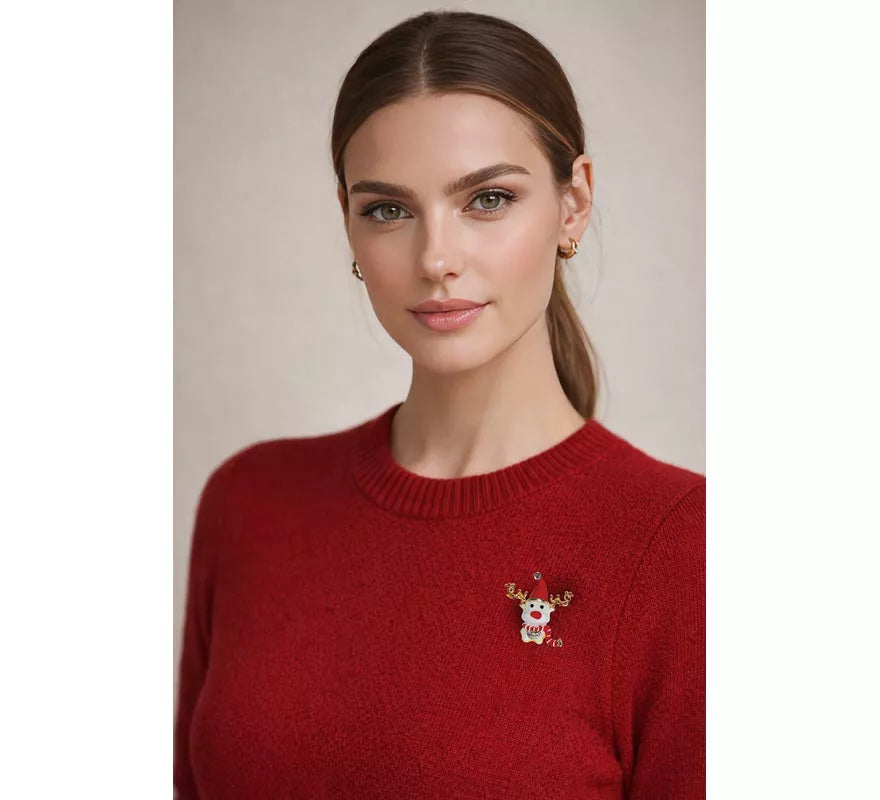 Broche Metálico de Reno Navideño de 3,5 cm