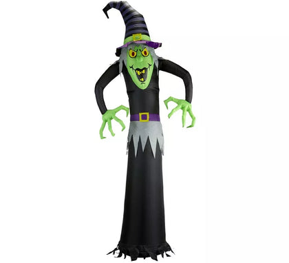 Bruja Auto Hinchable de Halloween con Iluminación de 244 cm