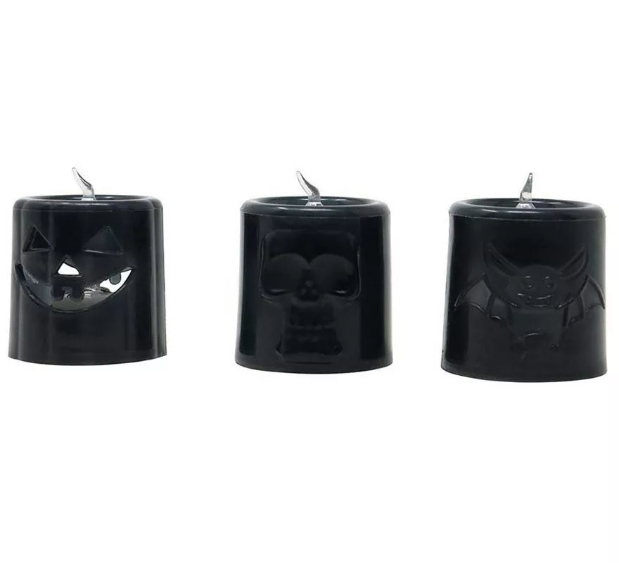 Translation missing: de.Caja de 12 Velas Naranja y Negra con Luz de 4.5X4.5 cm