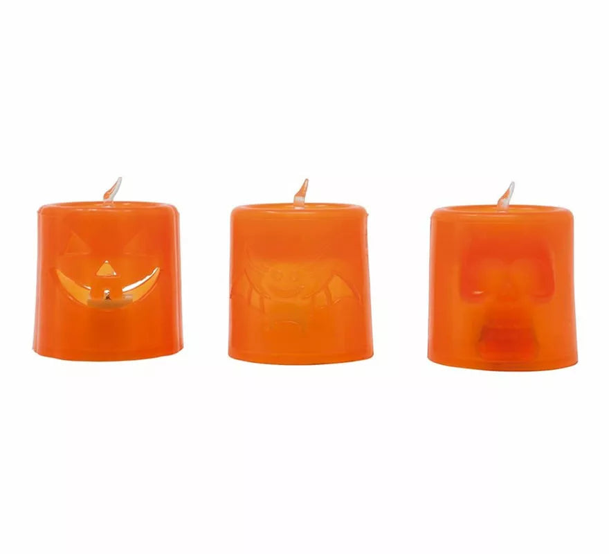 Translation missing: de.Caja de 12 Velas Naranja y Negra con Luz de 4.5X4.5 cm