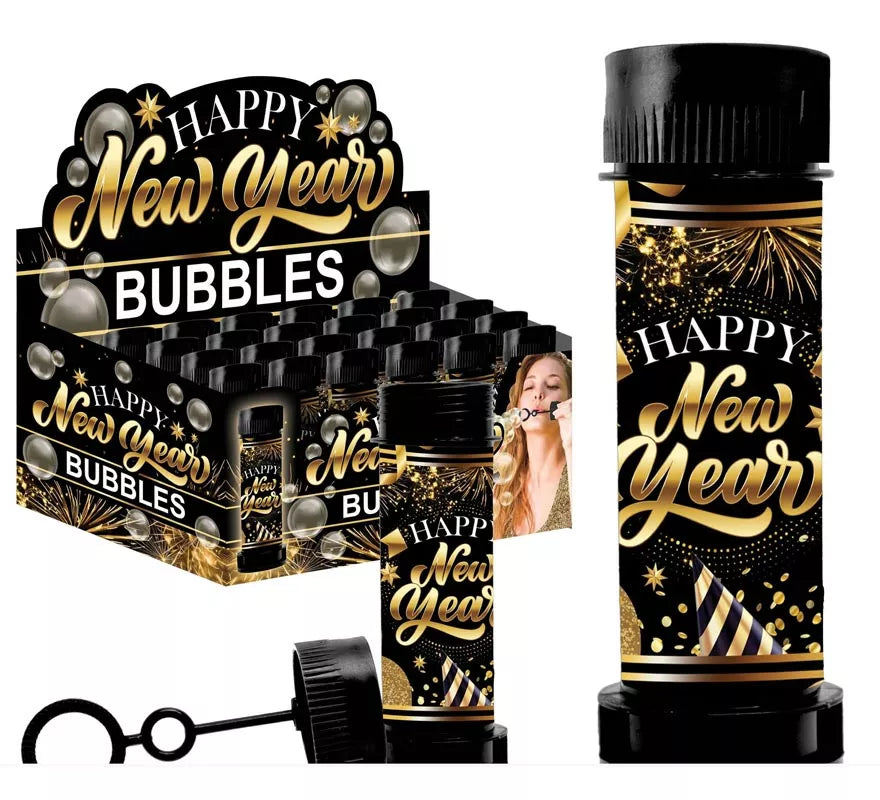 Translation missing: de.Caja de 24 Botes Burbujas Happy New Year de 14 cm