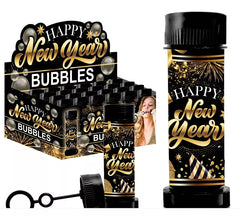 Schachtel mit 24 „Happy New Year“-Blasengläsern von 14 cm