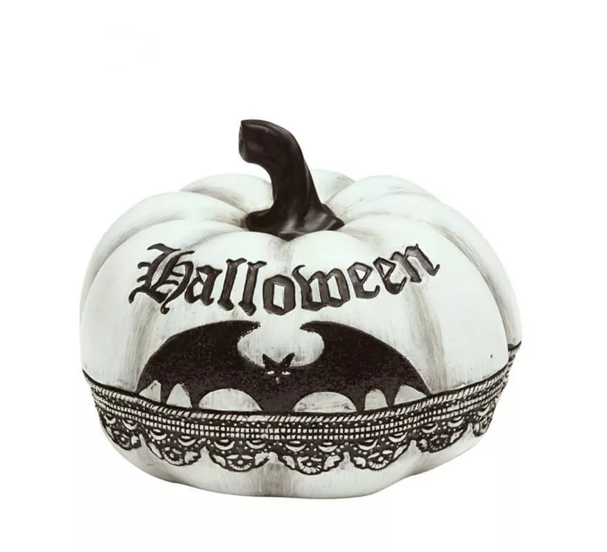 Translation missing: de.Calabaza blanca con Murciélago de 12x15 cm de Halloween