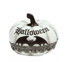 Halloween weißer Kürbis mit Fledermaus 12x15 cm