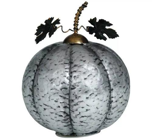 Calabaza Metálica plata con Luz 16 cm