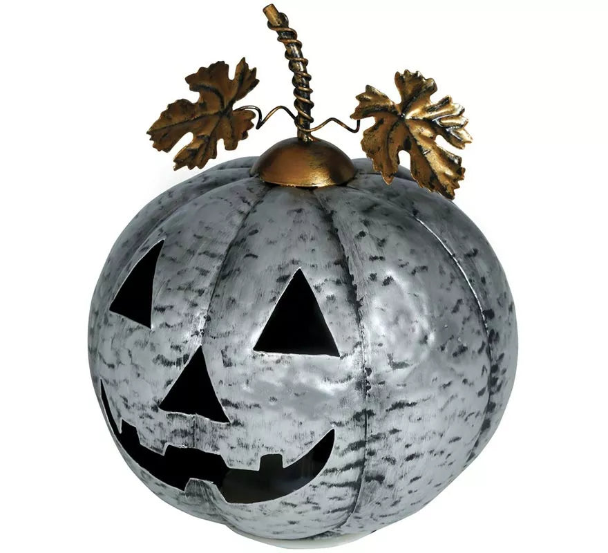 Translation missing: de.Calabaza Metálica plata con Luz 16 cm