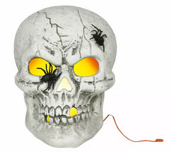 Totenkopf mit Spinnen mit Licht 35 cm