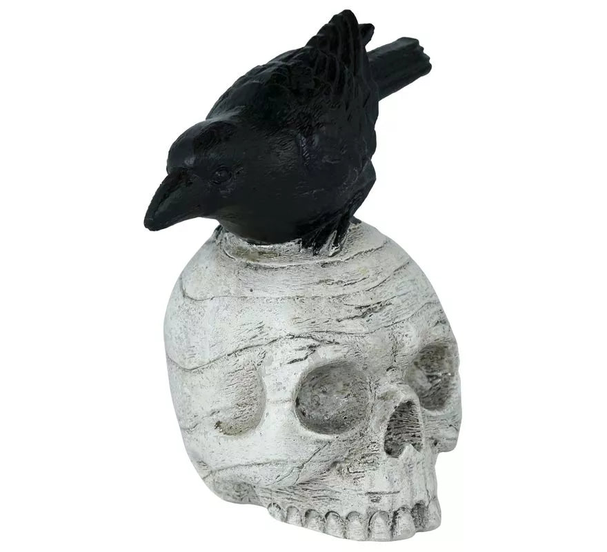 Translation missing: de.Calavera con Cuervo de Resina de 14x9 cm