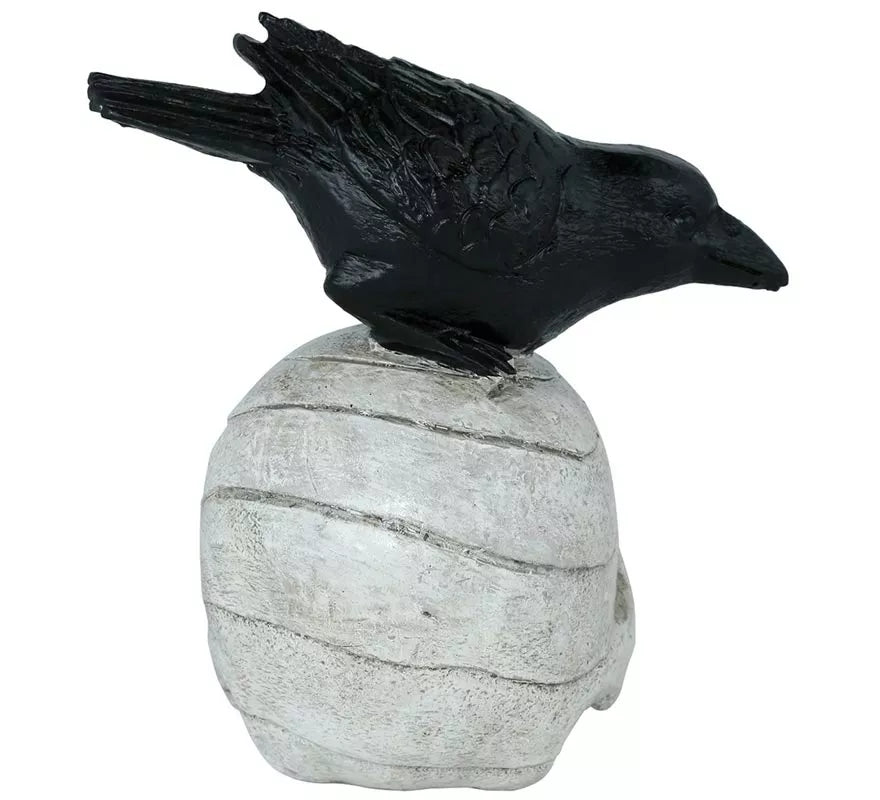 Translation missing: de.Calavera con Cuervo de Resina de 14x9 cm