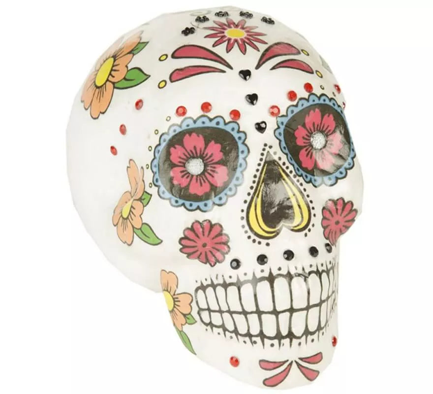 Translation missing: de.Calavera Día de Los Muertos colorida de 19 cm