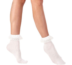 Weiße Socken mit Spitzenrüsche 70 DEN