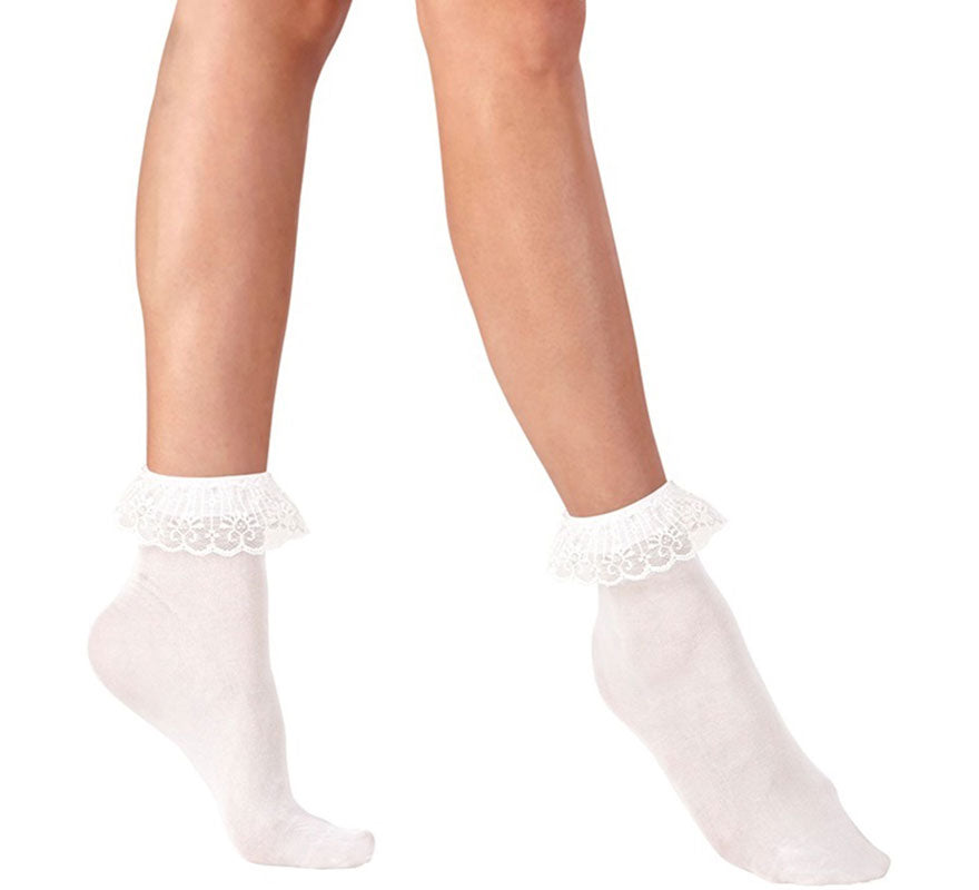 Translation missing: de.Calcetines blancos con Volante de Encaje de 70 DEN