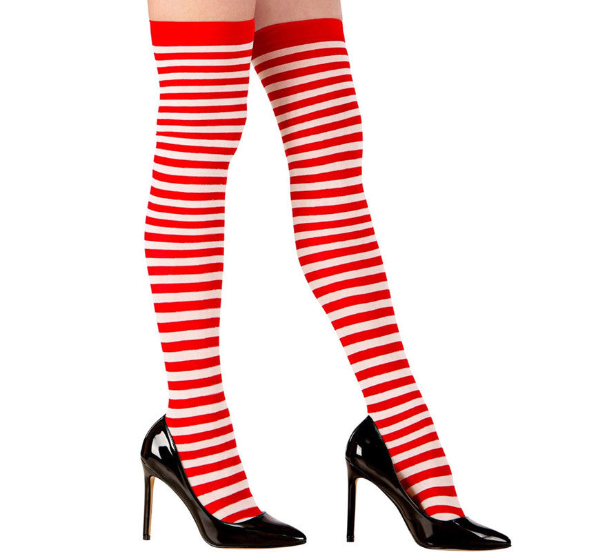 Translation missing: de.Calcetines Largos con Rayas Blancas y Rojas de 70 Deniers para mujer