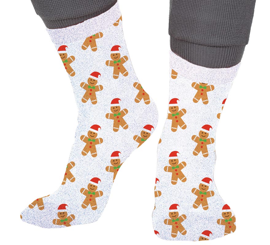 Translation missing: de.Calcetines Navideños Galleta Jengibre con Purpurina en números del 22 al 41