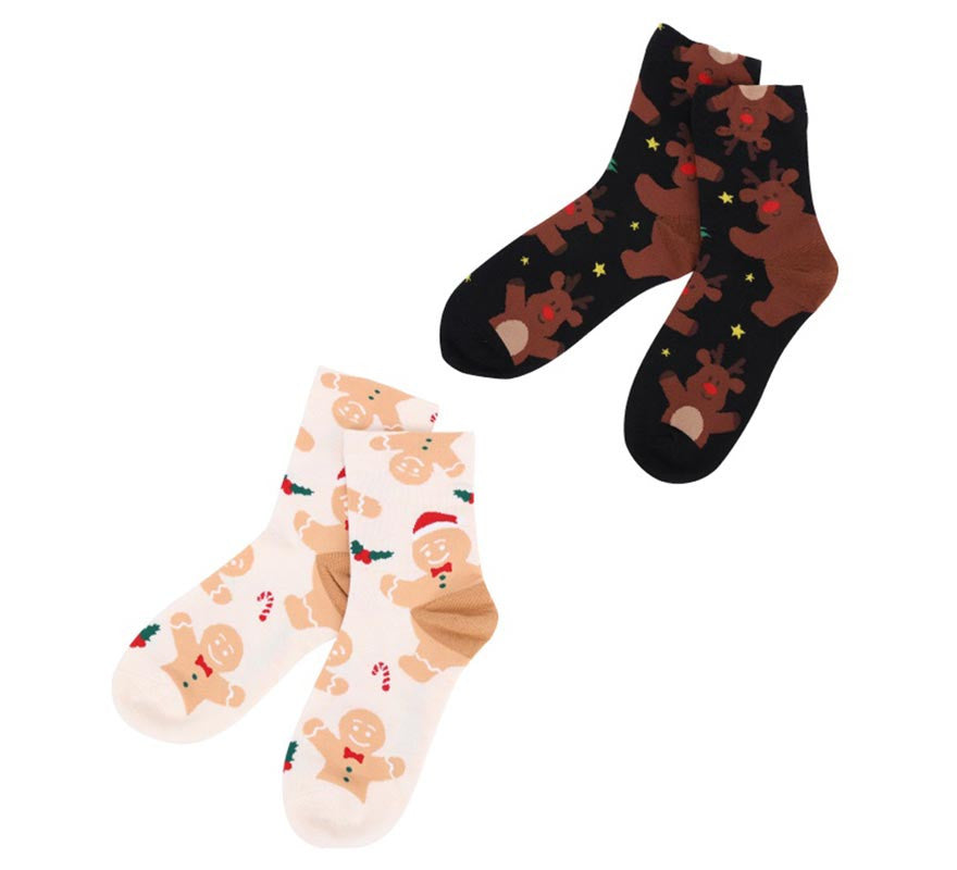 Translation missing: de.Calcetines Navideños Galleta y Reno en modelos surtidos adulto