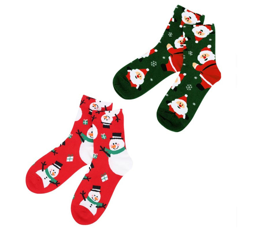 Translation missing: es.Calcetines Navideños Papá Noel y Muñeco de nieve Talla 28-35 en modelos surtidos infantil