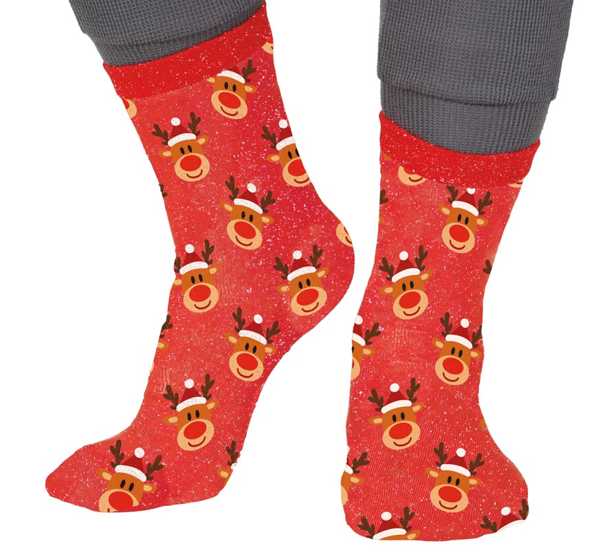 Translation missing: de.Calcetines Navideños Renos con Purpurina en números del 22 al 41