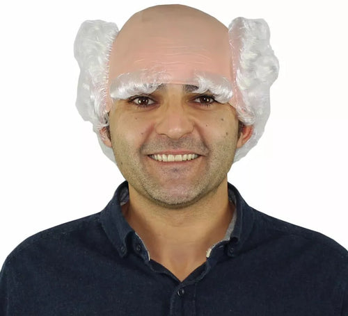 Calva con pelo y cejas blancas de Abuelo