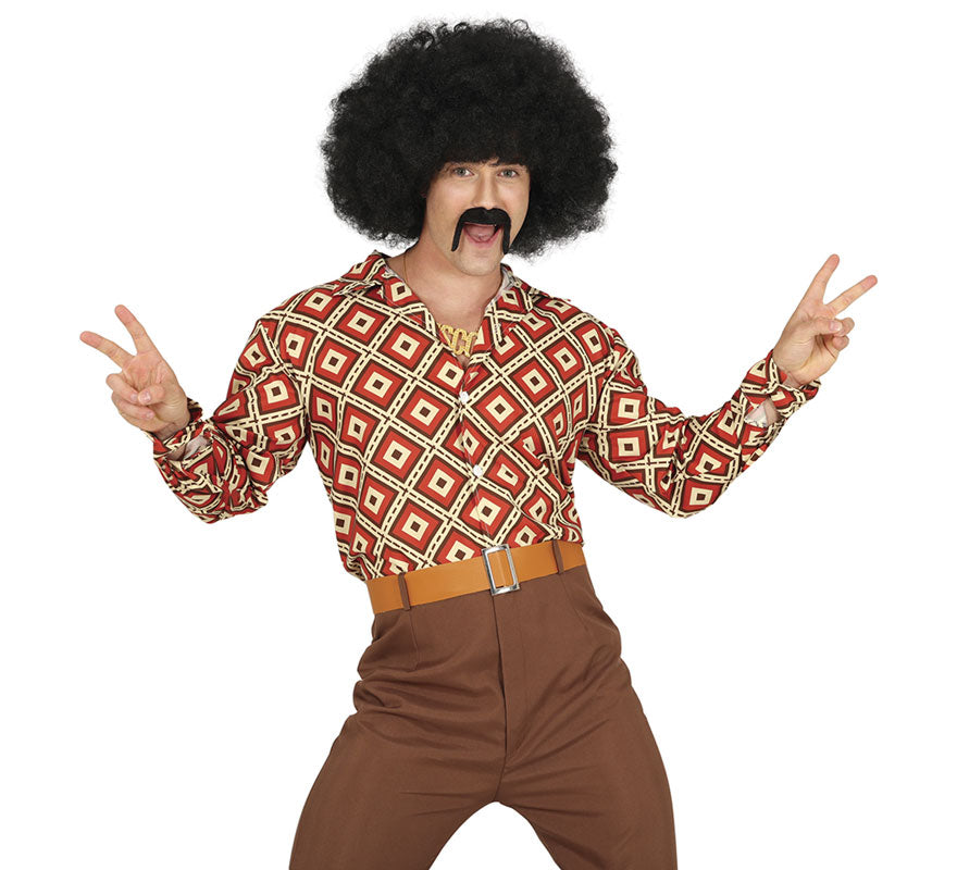 Camisa de los años 70 estampado rombos adulto