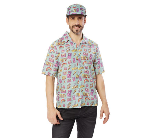 Camisa de los Años 90 azul para hombre