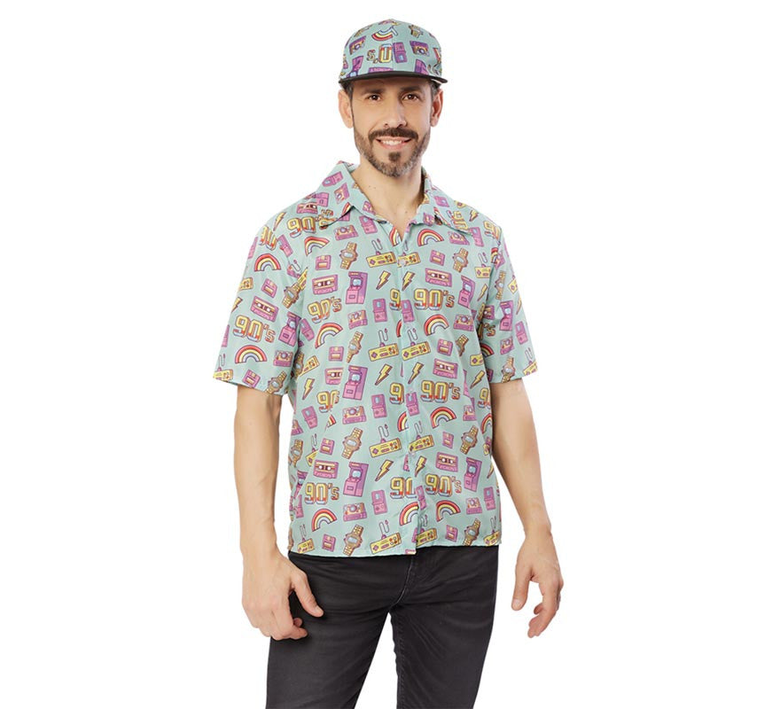 Translation missing: de.Camisa de los Años 90 azul para hombre