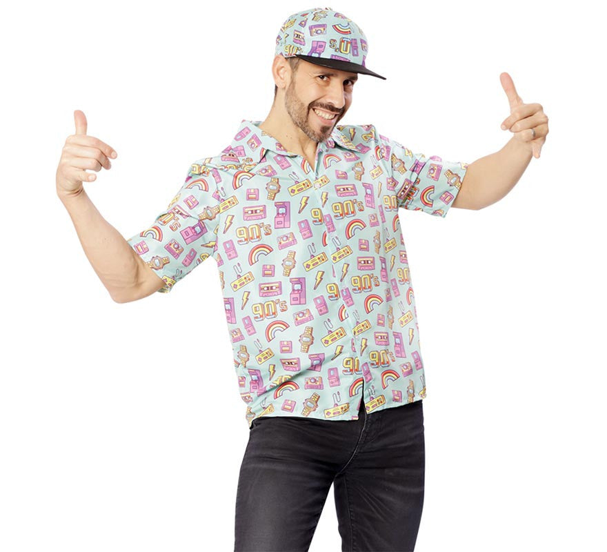 Translation missing: de.Camisa de los Años 90 azul para hombre