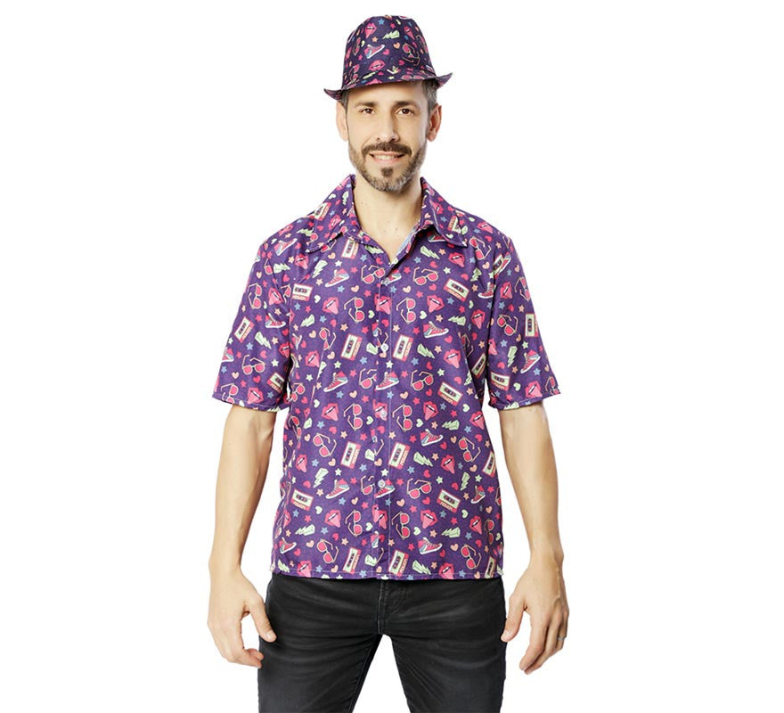 Camisa de los Años 90 lila para hombre