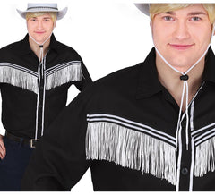 Schwarzes Cowboy-Shirt für Erwachsene mit Fransen