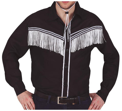 Camisa de Vaquero negro con flecos adulto