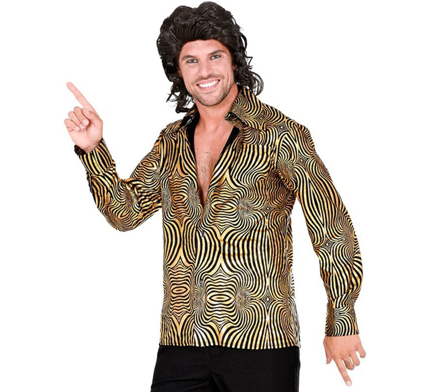 Translation missing: de.Camisa Disco Años 70 dorada para hombre